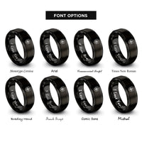 font options for inside engraving on black overland shield compass rings