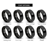 font options for inside engraving on black overland shield compass rings