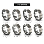 font options for inside engraving on gray overland shield compass rings
