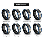 font options for inside engraving on black & blue & gray owl rings