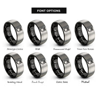 font options for inside engraving on black & silver owl rings