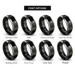 font options for inside engraving on black & gray owl rings