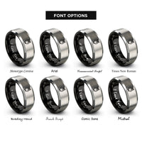 font options for inside engraving on black & silver owl rings
