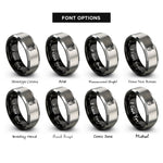 font options for inside engraving on black & gray owl rings