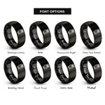 font options for inside engraving on black owl rings