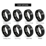 font options for inside engraving on black owl rings