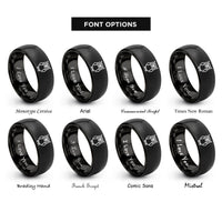 font options for inside engraving on black owl rings