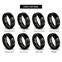 font options for inside engraving on black owl rings