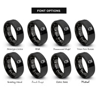 font options for inside engraving on black owl rings