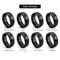 font options for inside engraving on black owl rings