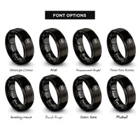 font options for inside engraving on black owl rings