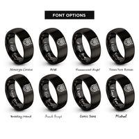 font options for inside engraving on black owl rings