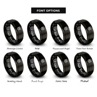 font options for inside engraving on black owl rings