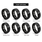 font options for inside engraving on black owl crescent rings