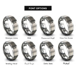 font options for inside engraving on silver owl crescent rings