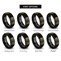 font options for inside engraving on gunmetal & black owl crescent rings