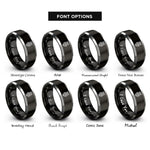 font options for inside engraving on black & gray owl dot eyes rings