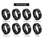 font options for inside engraving on black owl dot eyes rings