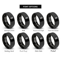 font options for inside engraving on black owl dot eyes rings