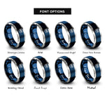font options for inside engraving on blue & silver owl eyes rings
