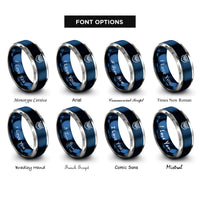 font options for inside engraving on blue & silver owl eyes rings
