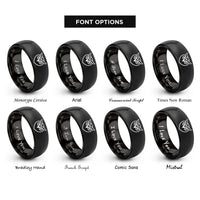 font options for inside engraving on black owl face rings