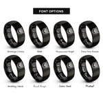 font options for inside engraving on black owl face rings