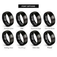 font options for inside engraving on black owl face rings