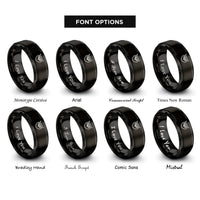 font options for inside engraving on black owl face rings
