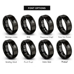 font options for inside engraving on black owl face rings