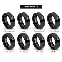 font options for inside engraving on black owl face rings