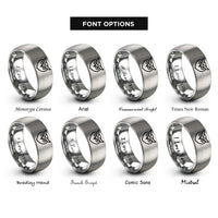 font options for inside engraving on silver owl face rings