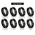font options for inside engraving on black & grey owl flight rings