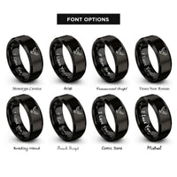 font options for inside engraving on black owl flight rings