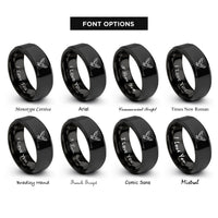 font options for inside engraving on black owl flight rings