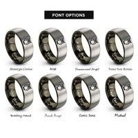 font options for inside engraving on gunmetal & silver owl rings