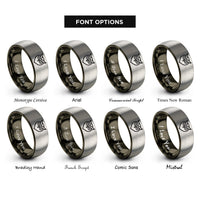 font options for inside engraving on gunmetal & gray owl rings