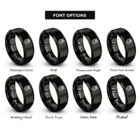 font options for inside engraving on black owl of wisdom rings