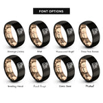 font options for inside engraving on black & rose gold owl owlet rings