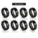 font options for inside engraving on black owl owlet rings