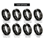 font options for inside engraving on black & gray owner duo rings