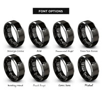 font options for inside engraving on black & gray owner duo rings