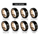 font options for inside engraving on black & rose gold owner duo rings