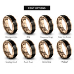 font options for inside engraving on black & rose gold owner duo rings