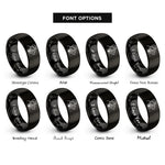 font options for inside engraving on black owner duo rings