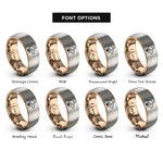 font options for inside engraving on rose gold & silver owner duo rings
