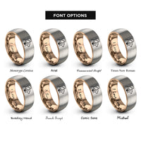 font options for inside engraving on rose gold & silver owner duo rings
