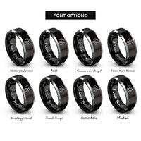 font options for inside engraving on black & silver oxytocin molecule rings