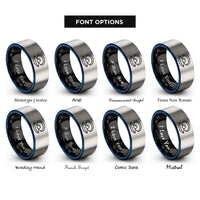 font options for inside engraving on black & blue & silver oyster shell pearl rings