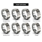 font options for inside engraving on gray oyster shell pearl rings